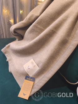 Одеяло тканое из 100% кашемира (ERDENET) 150x200 см. - бежевое (ЛЮКС)