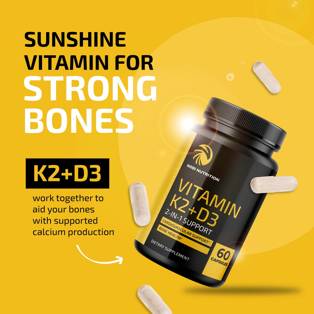Nobi Nutrition, Витамин K2 + D3`` 60 капсул