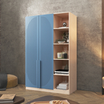 Шкаф Агератум МДФ двухсекционный с стеллажом Сапфир структурный (0,3) G4018-62A матовая - Дуб молочный 8622  150*45*240