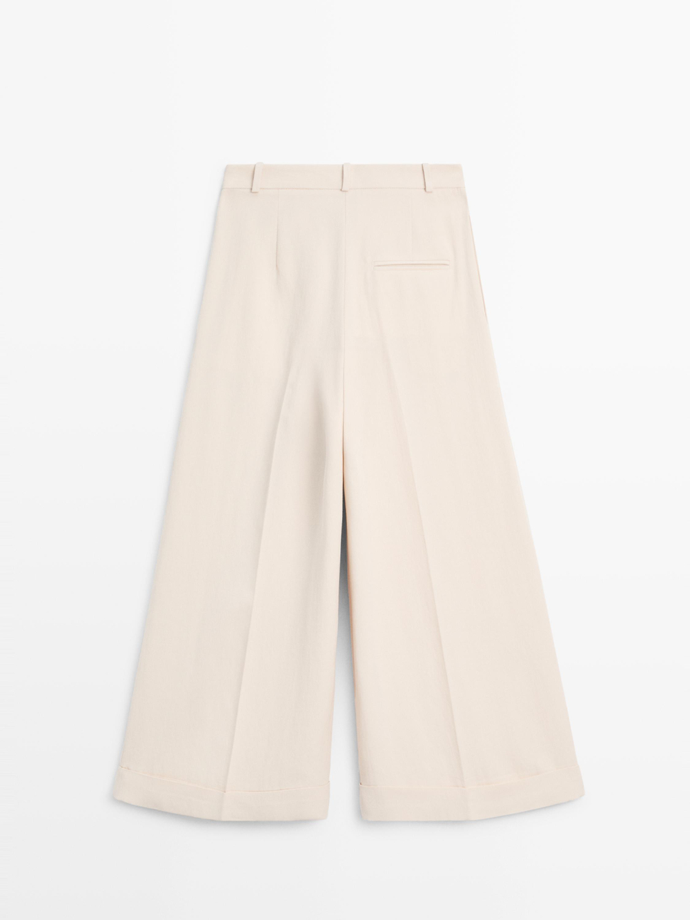 Massimo Dutti Свободные брюки с подвернутыми штанинами, кремовый