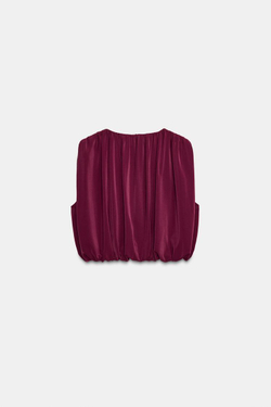 ZARA ДРАПИРОВАННЫЙ ТОП-БАЛЛОН, БУРГУНДИ