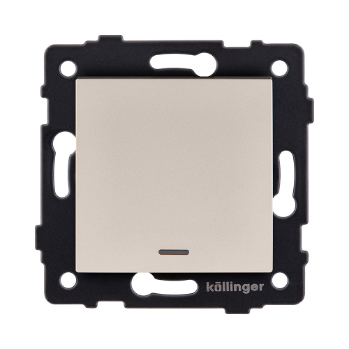 Выключатель 1-клавишный перекрестный 10А/250В с LED подсветкой, золотой Kollinger REA-S-015GD для Aspekt, Eleganz, Reflex