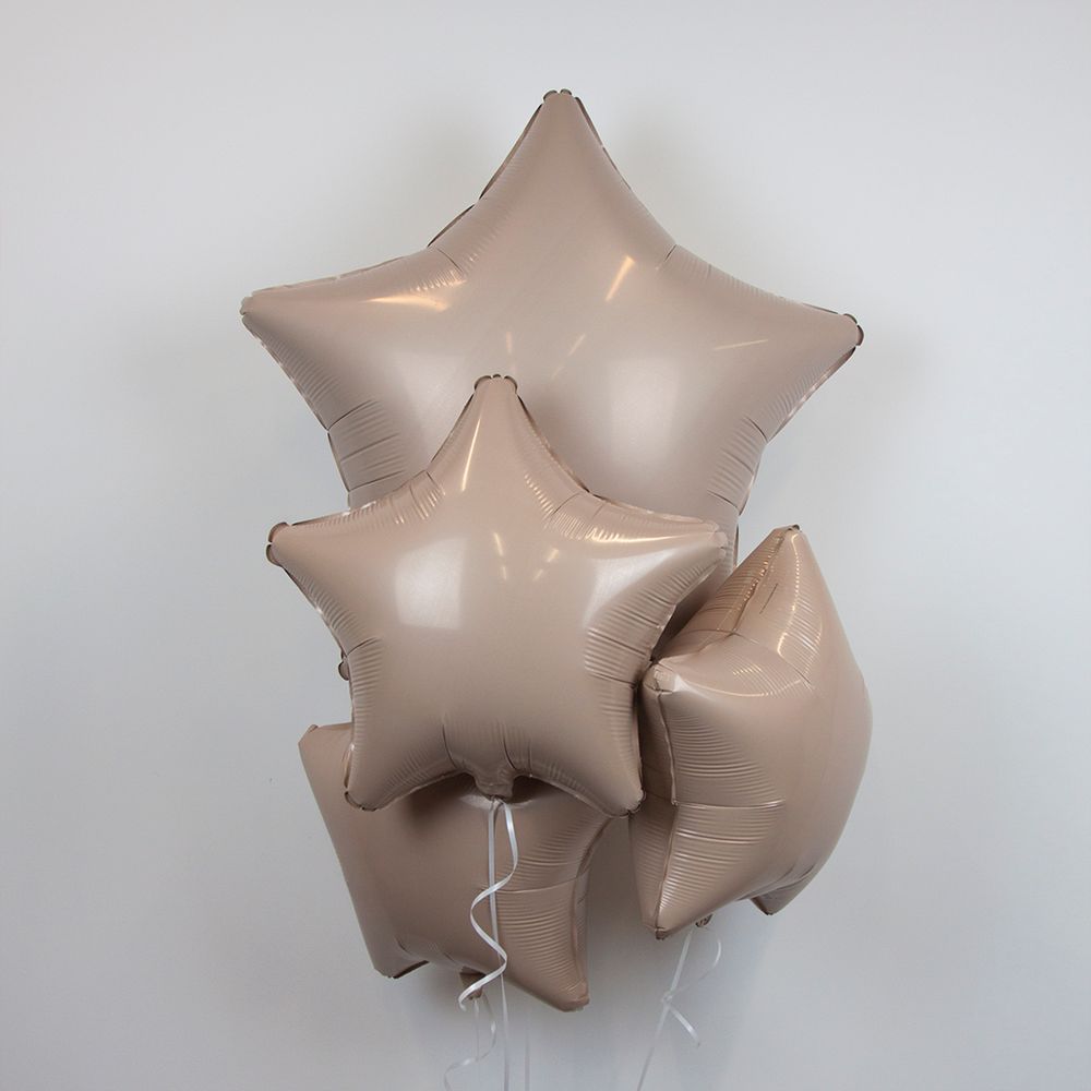 Шар (19''/48 см) Звезда, Кремовый, Сатин, 1 шт.