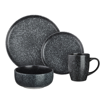 MILLIMI Набор стол.посуды 16пр(тар26см*4, тар20см*4, салатн14см*4, кружка340мл*4) керамика, черный