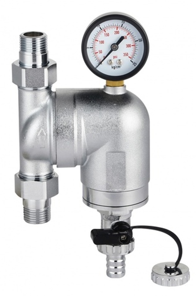 Фильтр ПОВОРОТНЫЙ с манометром (НИКЕЛ)  3/4  VER-PRO  (12/1шт)