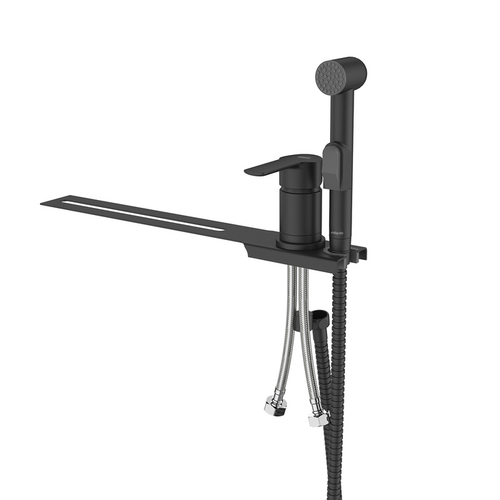 Смеситель с гигиеническим душем 35к Milardo 001BL00M08 "Tidy" установка на унитаз, ЧЕРНЫЙ матовый