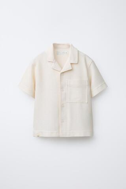 ZARA РУБАШКА С ОТЛОЖНЫМ ВОРОТНИКОМ, ЭКРЮ