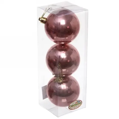 Новогодние шары 7 см (набор 3 шт) «Глянец», розовое золото