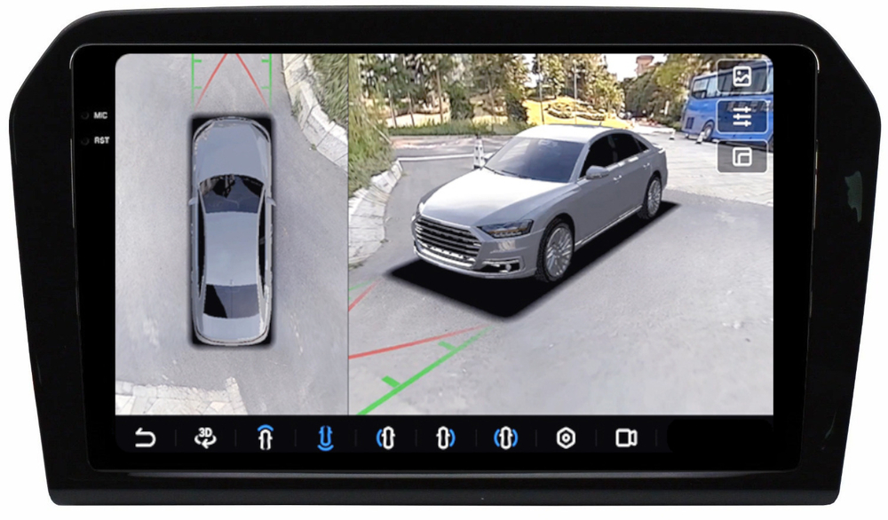 Магнитола для Jetta VA3 2019+ - FarCar BX9-360-9512-VA3 монитор 9.5" 2K QLED на Android 13, 6Гб+128Гб, CarPlay, 4G SIM-слот, 4 камеры в комплекте