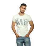 Светло-бежевая мужская футболка с надписями (Размер: XXL) (Цвет: бежевый)