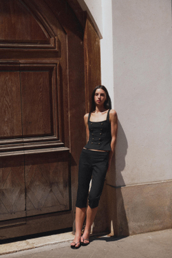 ZARA ТОП-КОРСЕТ НА ПУГОВИЦАХ, ЧЕРНЫЙ