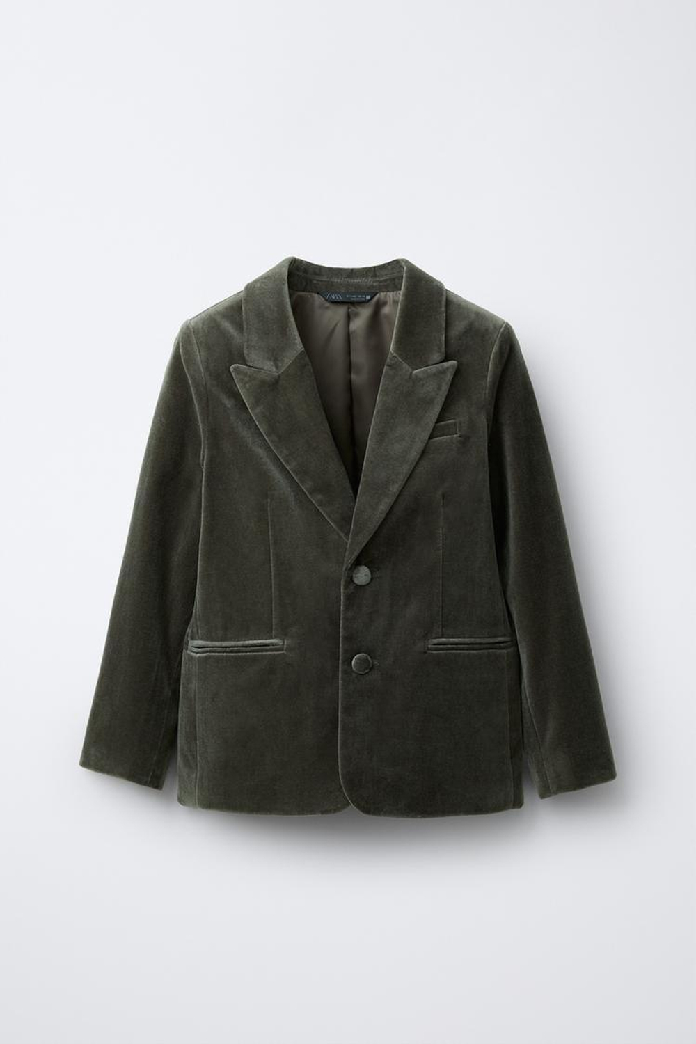 ZARA КОСТЮМНЫЙ БЛЕЙЗЕР ИЗ БАРХАТА, СЕРОВАТО-КОРИЧНЕВЫЙ