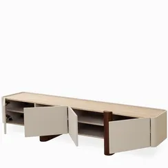 Тумба под ТВ Noras 200х45 см, бежевая керамика, орех