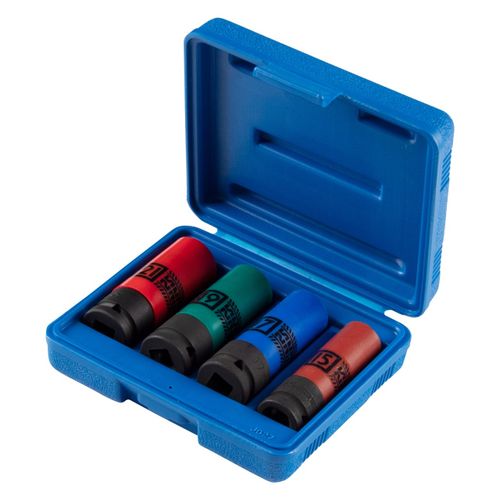 KING TONY (44904MP01) Набор глубоких ударных торцевых головок 1/2", шестигранные, 15, 17, 19, 21 мм