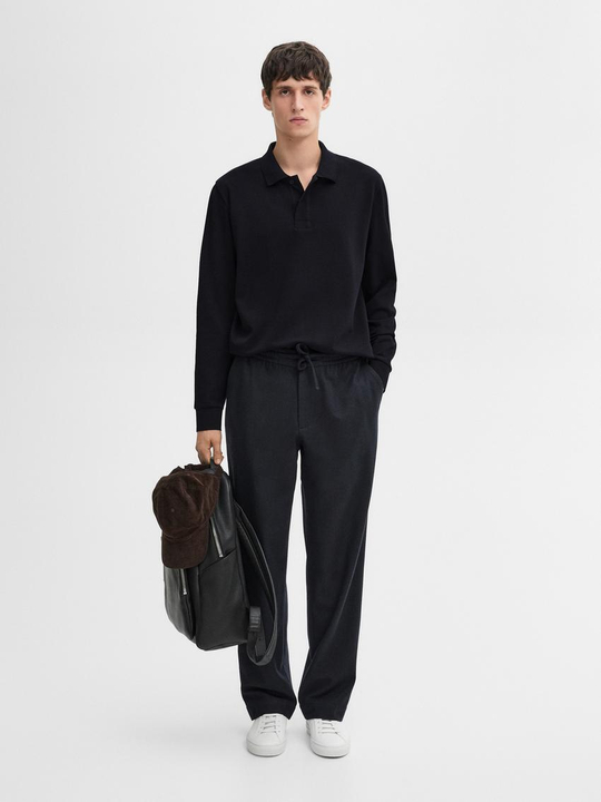 Massimo Dutti Поло с пуговицами, темно-синий