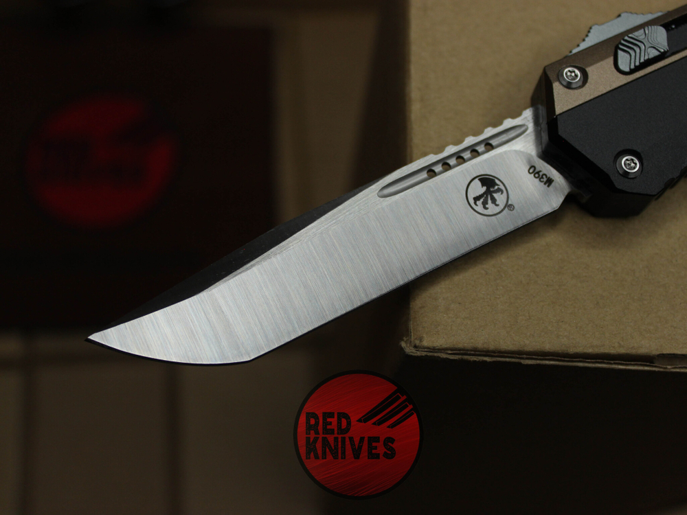 Нож Microtech 184-10 GLYKON BR Tanto T/E - коричневые вставки, клинок сатин танто