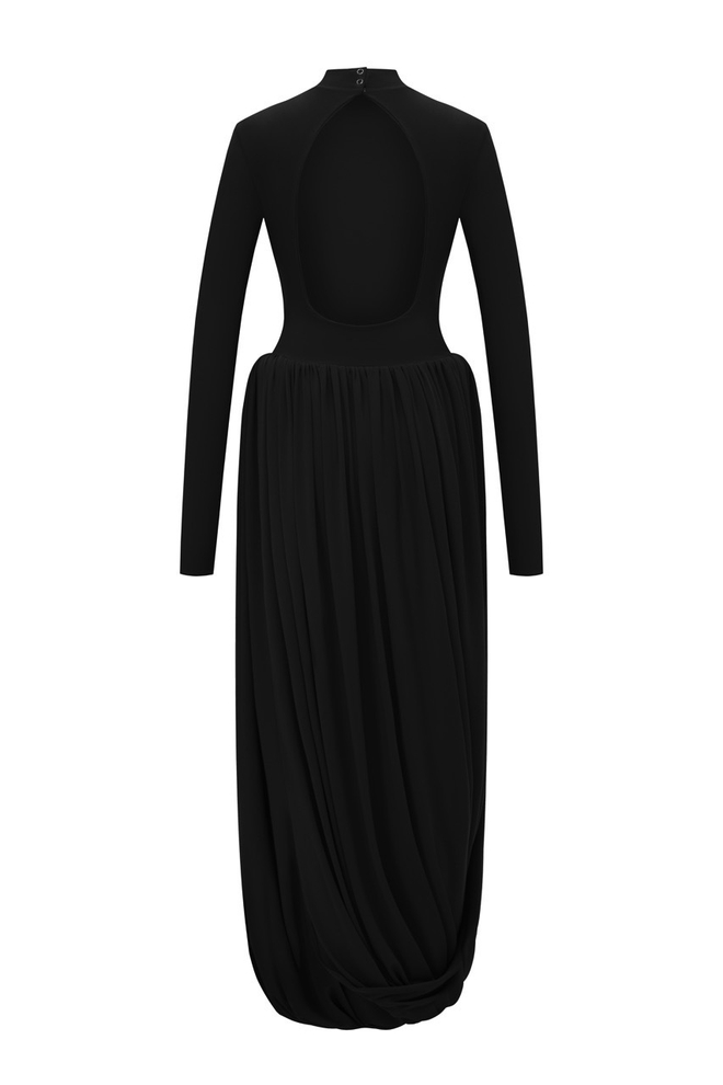 Платье с открытой спиной с буфами