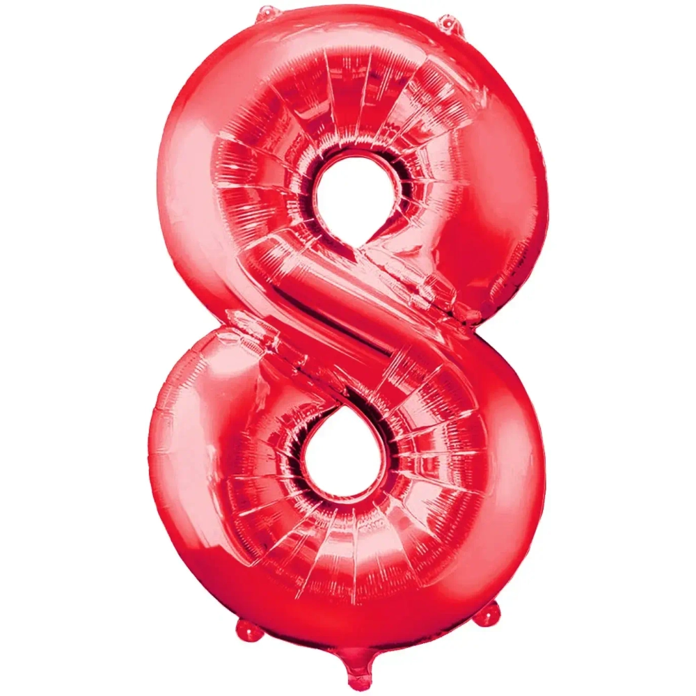 Шар фольгированный 32'/81см «Цифра 8» (красный)
