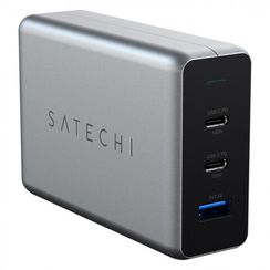 Сетевое зарядное устройство Satechi Compact Charger 2хUSB-C 100W + USB-A 12W GaN (ST-TC100GM-EU) Space Gray