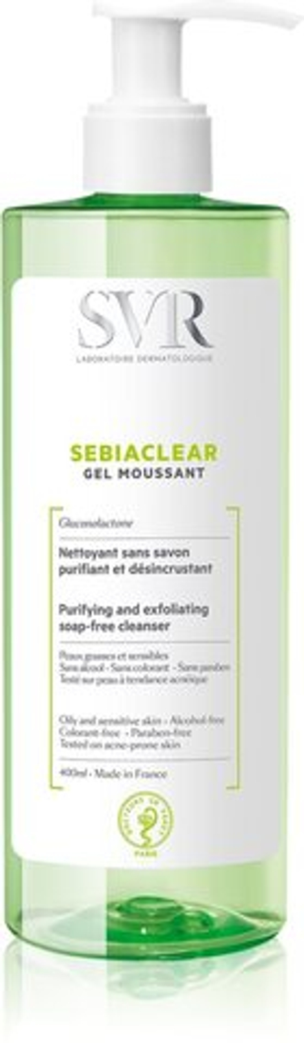 SVR Sebiaclear Gel Moussant - пенящийся очищающий гель для жирной и проблемной кожи /   400  ml  / GTIN 3401381332785