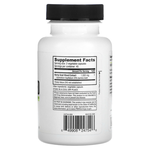 NutraBio, Horny Goat Weed, 500 мг, 90 растительных капсул