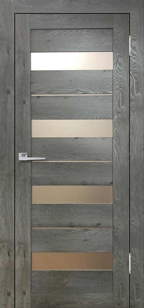 Межкомнатная дверь Бавария 02 3Д-Люкс / Цвет Дуб эдисон серый / Остекление "Сатинато" / Двери Верда