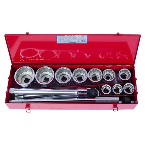 KING TONY (8015SR) Набор торцевых головок с принадлежностями 1", 12-гранные, 1&7/16"-3&1/8", 14 предметов