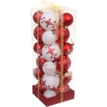 Набор шаров «Snow shine» 7 см + 5 см (24 предмета), Красный/Белый