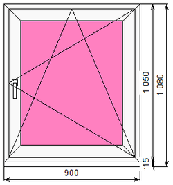 Пластиковое окно 1050 х 900 ТермА Эко
