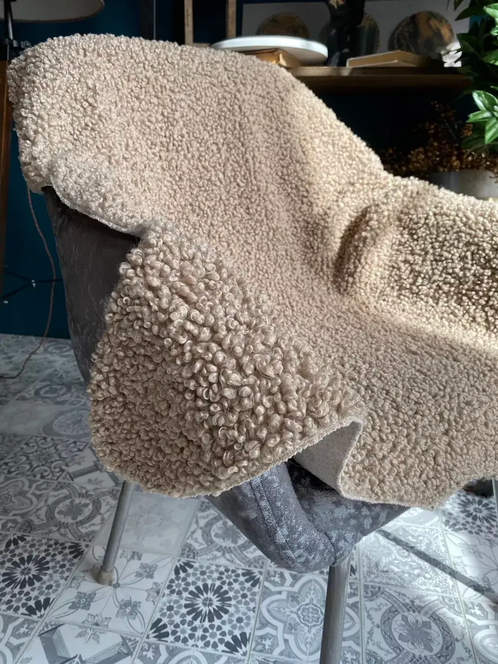 Шкура коврик меховой искусственная на пол 90х60 см.