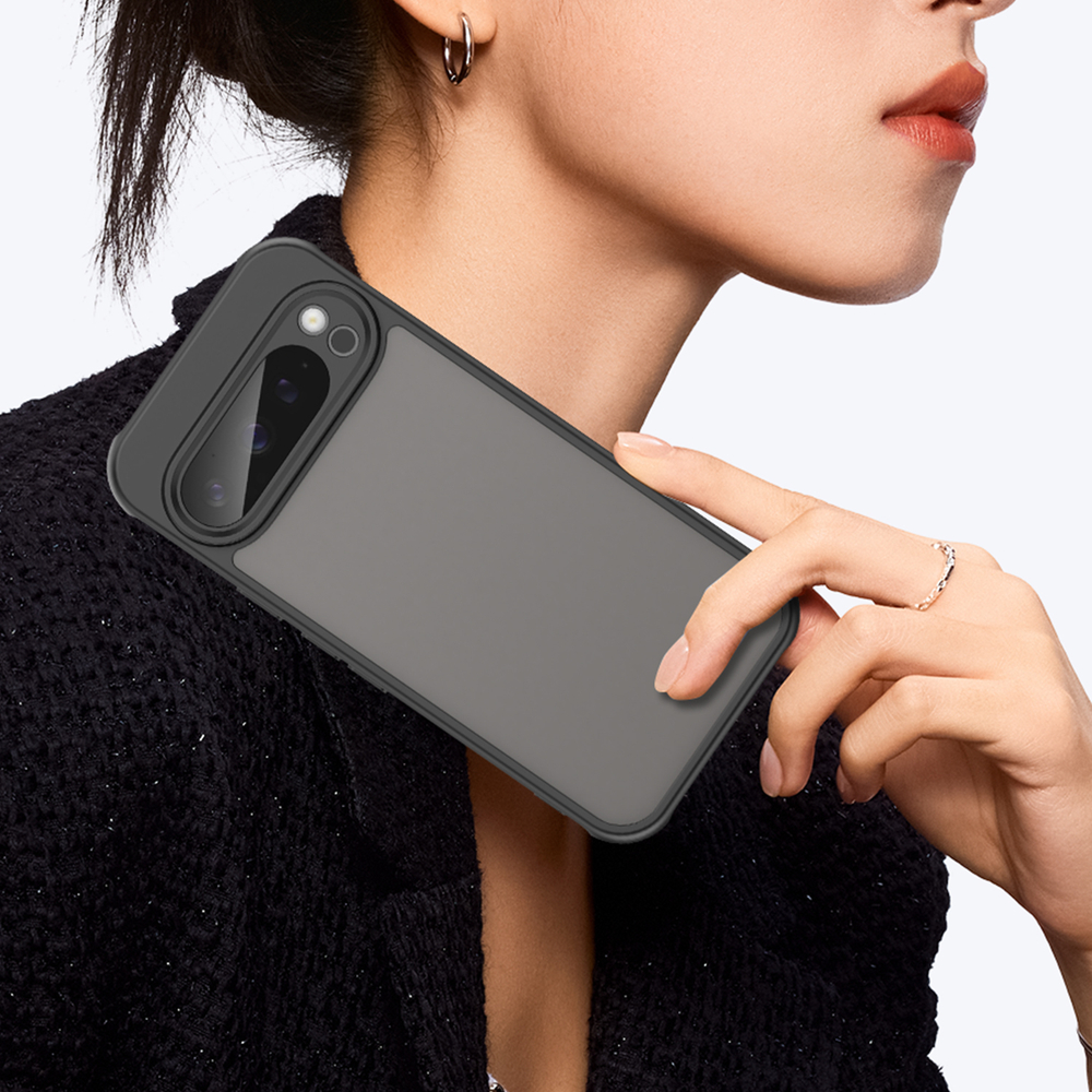 Чехол с черными боковыми рамками для Google Pixel 9 Pro, задняя крышка прозрачная тонированная