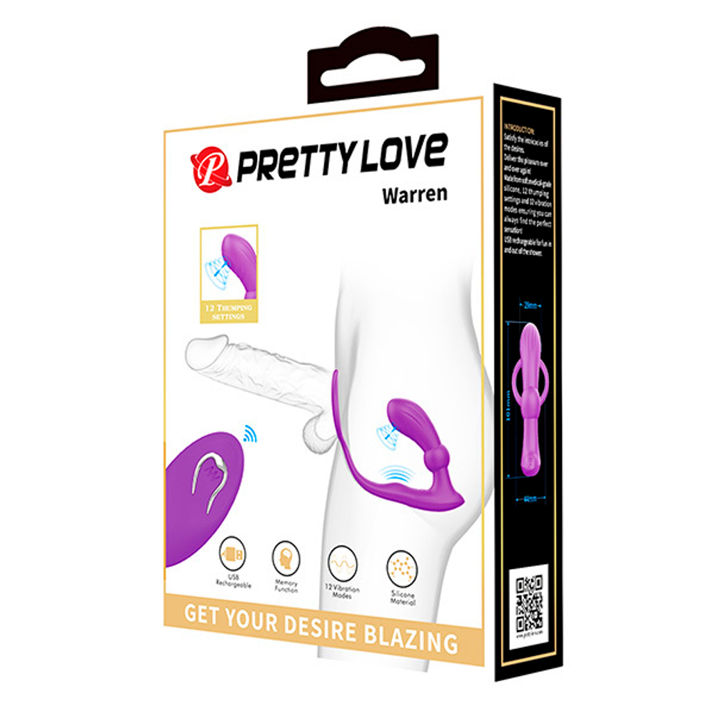 Лиловый вибростимулятор простаты 17см с эрекционным кольцом Pretty Love Warren BI-040162W-1