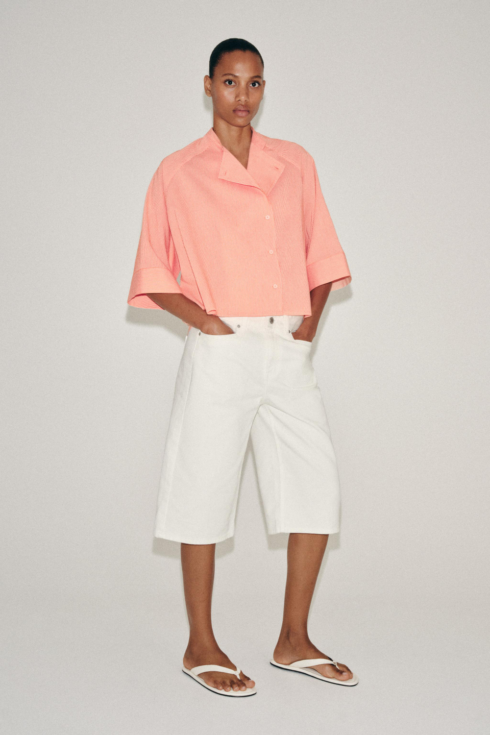 ZARA АСИММЕТРИЧНАЯ РУБАШКА — ZW COLLECTION, МАНДАРИНОВЫЙ