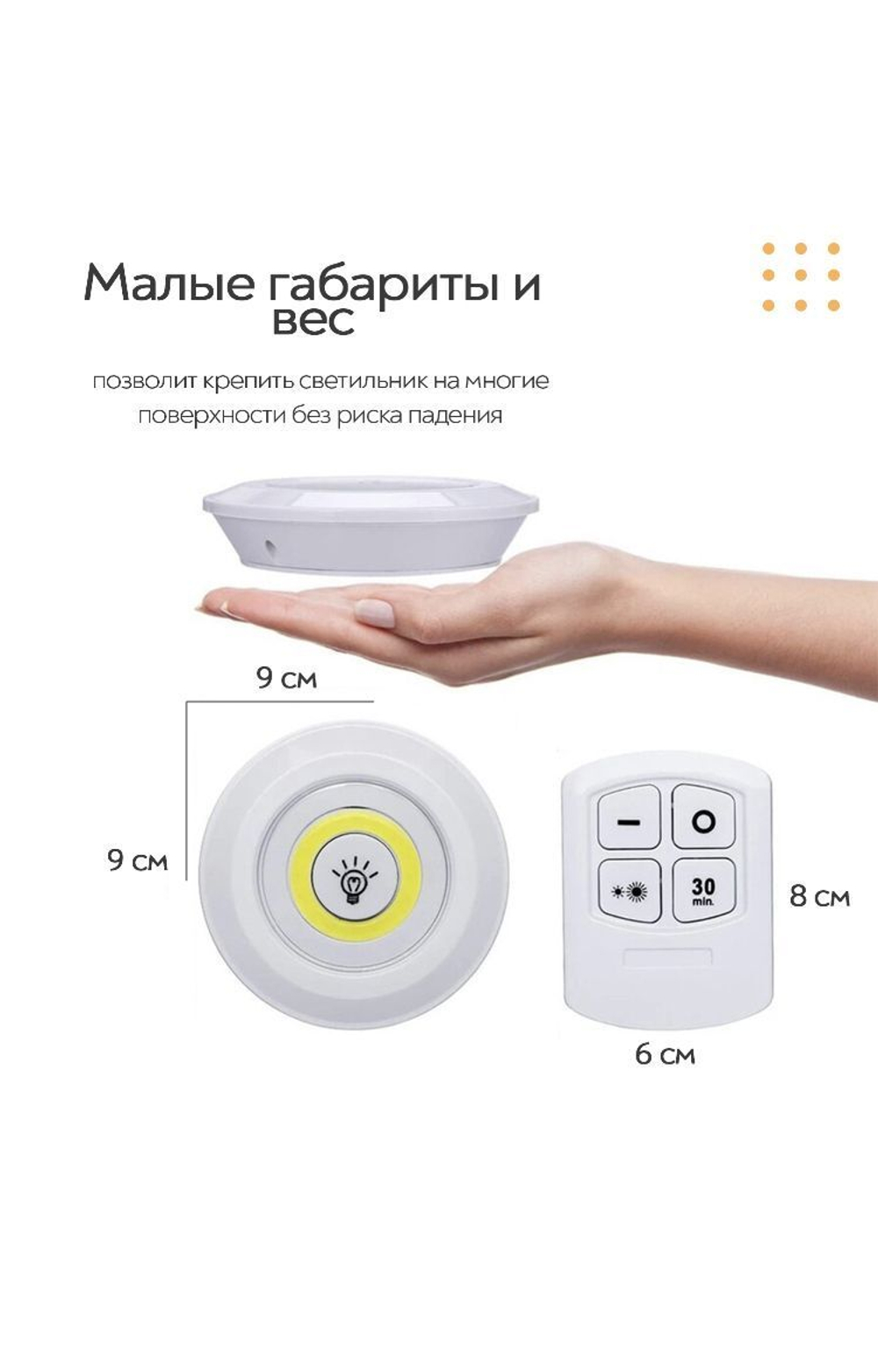 Набор беспроводных LED светильников с пультом управления 3 шт, Светодиодная подсветка для кухни, под шкафы