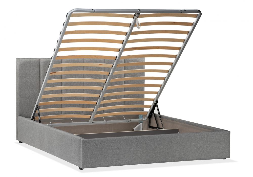 Кровать двуспальная Афродита-3 160 х 200 см с ПМ рогожка серая