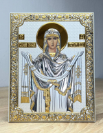 Покрова БМ, икона прямоугольная без рамки, белое дерево, 175х225