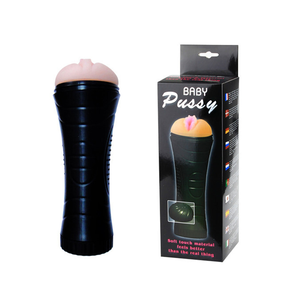 Мастурбатор-вагина в форме фонарика Baby Pussy (Цвет: телесный с черным)