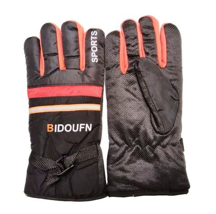 Перчатки зима черно-оранжевые с отражателем