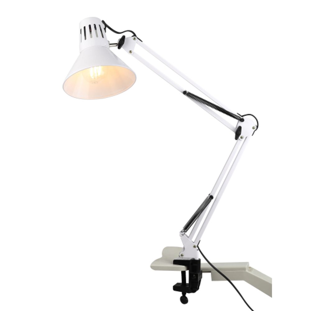 Настольный светильник ЭРА N-121-E27-40W-W на струбцине белый | Настольные светильники под лампу