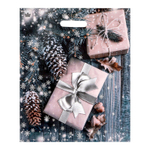 Новогодний пакет с принтом в виде подарков и вырубной ручкой (45х38 см) (Цвет: разноцветный)