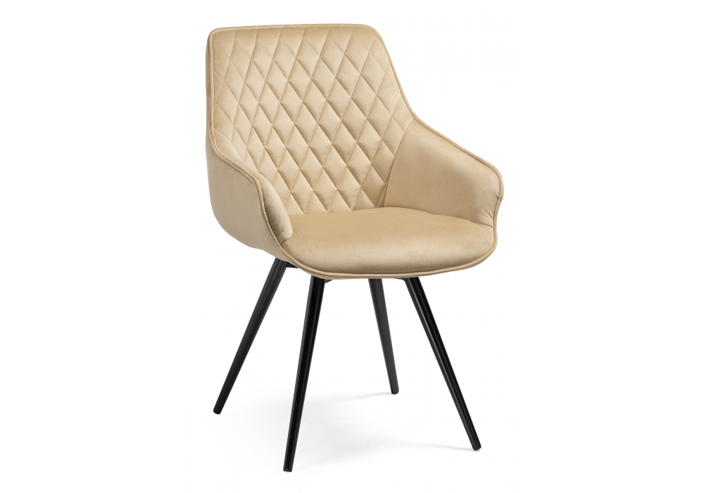 Стул на металлокаркасе Woodville Эгел крутящееся бежевый, черный глянец