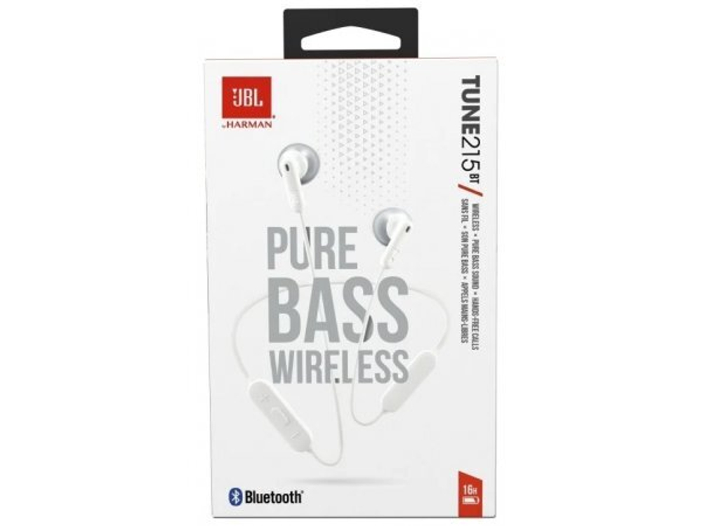 Гарнитура JBL Tune 215BT, Bluetooth, вкладыши, белый
