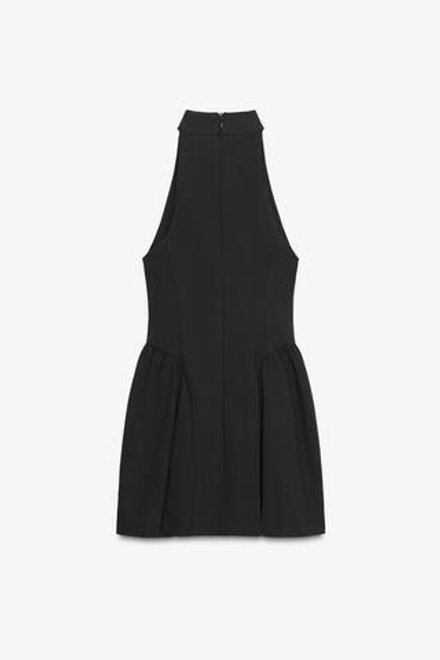ZARA КОРОТКОЕ ПЛАТЬЕ-ХАЛТЕР СО СКЛАДКАМИ, ЧЕРНЫЙ