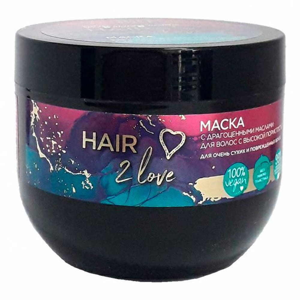 EVELINE HAIR 2 love Маска с маслами д/волос с высокой пористостью д/сухих и поврежден. 300мл (*2*6)