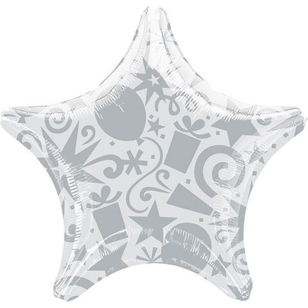 А 22 Звезда Шары и Подарки Серебро / Festive Silver Star S30 / 1 шт А34