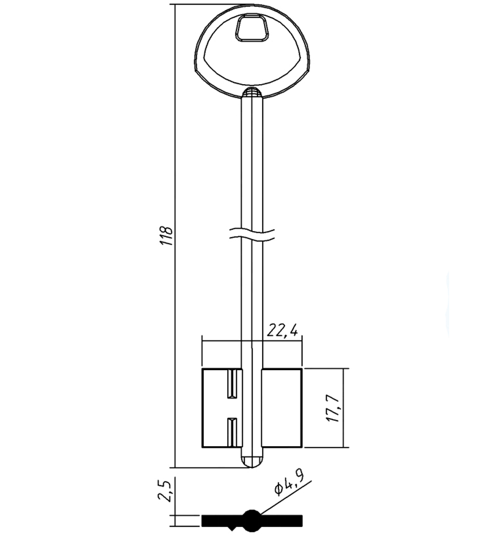 Заготовка сувальдного ключа 10700 GRD4D