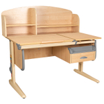 Растущая парта Дэми СУТ 25 с задней полкой СУТ.34.390 и навесной тумбой (1200×880 мм)