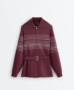 Oysho Куртка в полоску с высоким воротником, бордо