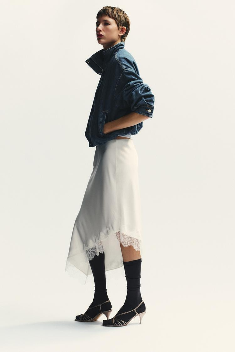 ZARA ДЖИНСОВАЯ КУРТКА TRF, СИНИЙ