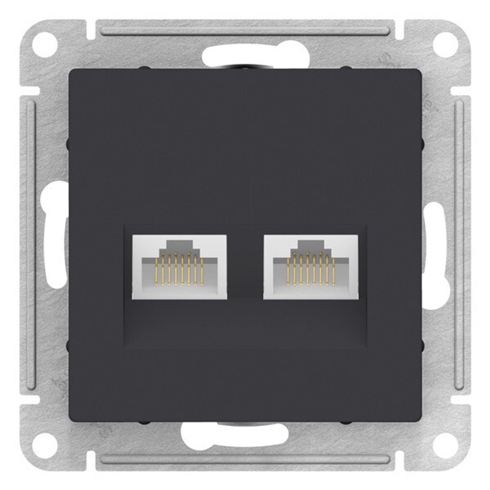 Schneider Electric AtlasDesign Розетка компьютерная 2 разъема RJ45, категория 5Е (карбон)